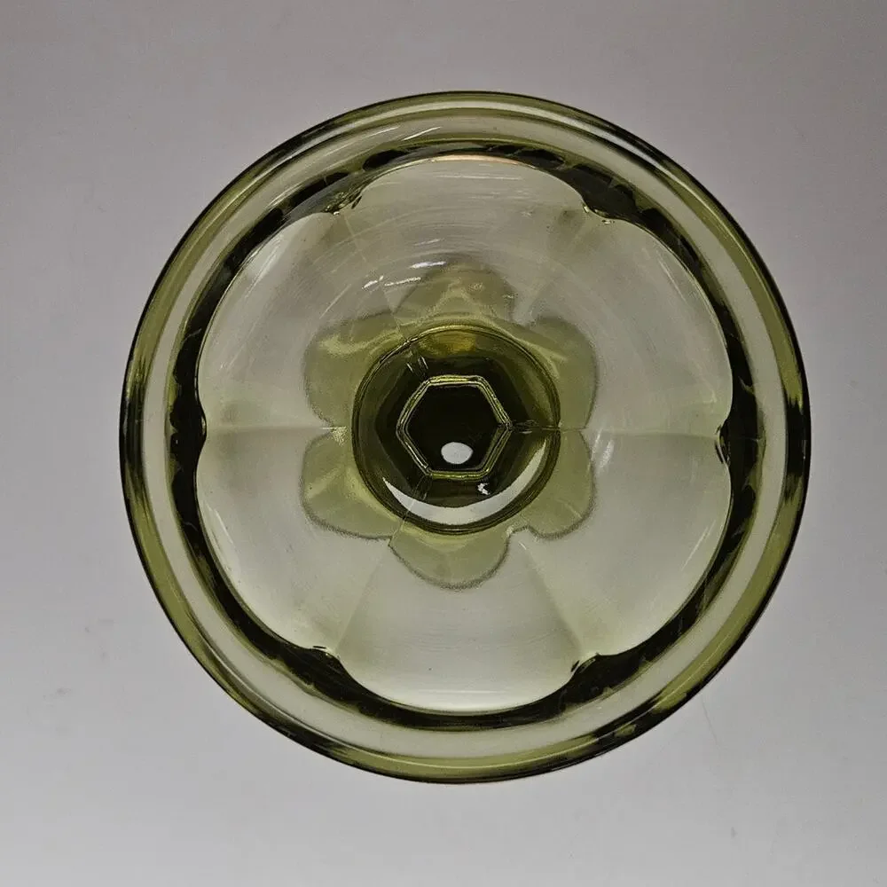 Vintage Olive Green Pressed Glass Sherbet Dessert Cups Set of 3